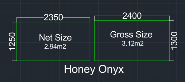 Honey Onyx Sizes