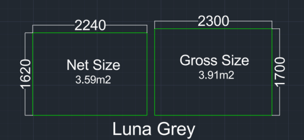 Luna Grey Sizes