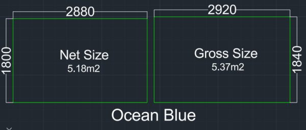 Ocean Blue Sizes