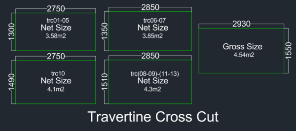Travertine Cross Cut Slabs Size