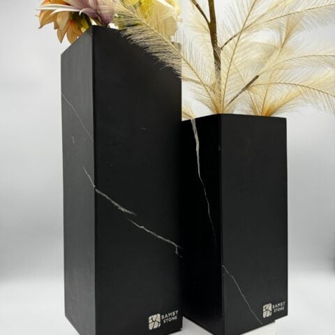 Black Marble Vase Set - Elegance in Duality