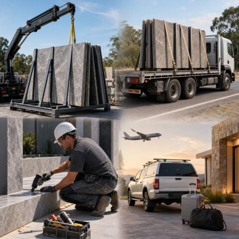 Bamby Stone handling services including crane hire, stone delivery, maintenance and interstate travel
